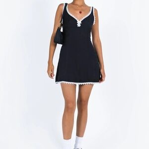 Princess Polly Black Dress with White Trim